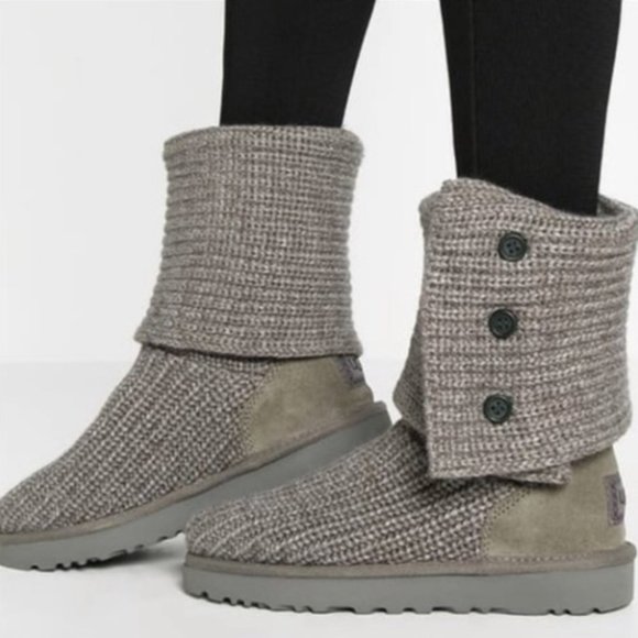UGG Classic Cardy Knit Boots 5 Gray - Picture 1 of 9